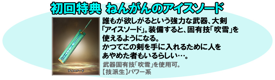 初回特典 ねんがんのアイスソード