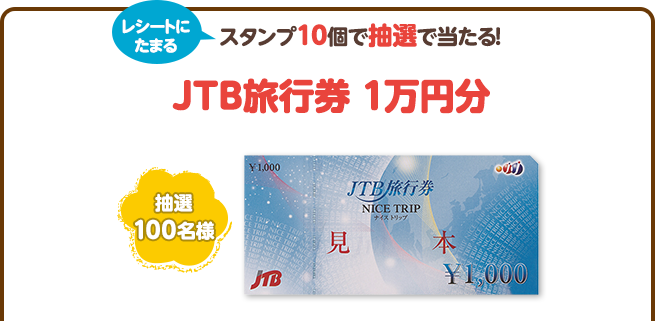 スタンプ10個で抽選で当たる!旅行券(抽選100名様)