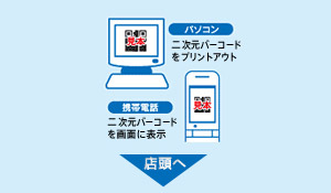 パソコン 二次元バーコードをプリントアウト 携帯 二次元バーコードを画面を表示
