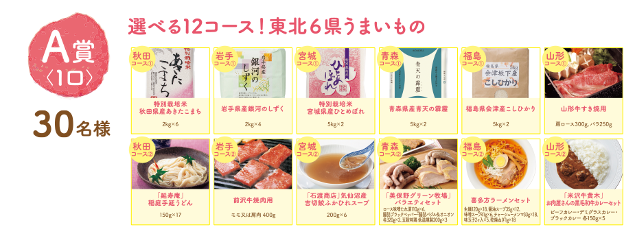 A賞 選べる12コース!東北6県うまいもの