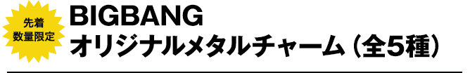 先着数量限定 BIGBANGオリジナルメタルチャーム（全5種）