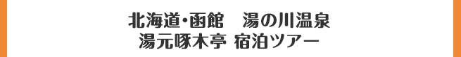 北海道・函館　湯の川温泉　湯元啄木亭 宿泊ツアー