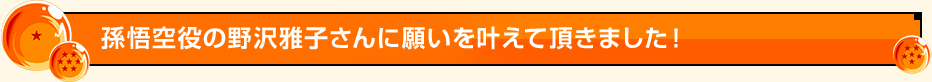 孫悟空役の野沢雅子さんに願いを叶えて頂きました！