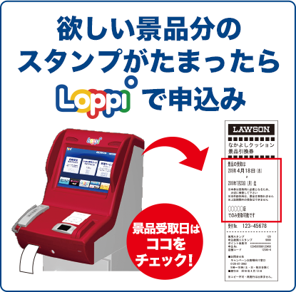 欲しい景品分のスタンプがたまったらLoppiで申込み