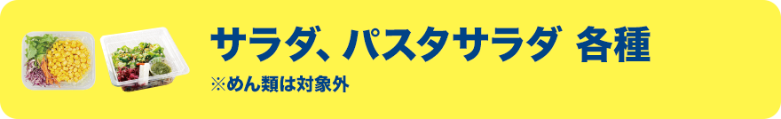 サラダ、パスタサラダ 各種 ※めん類は対象外