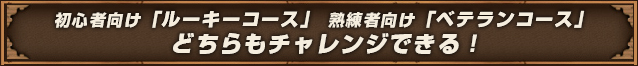 初心者向け「ルーキーコース」 熟練者向け「ベテランコース」どちらもチャレンジできる！