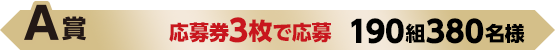 A賞 応募券3枚で応募 190組380名様