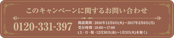 このキャンペーンに関するお問い合わせ 0120-331-397