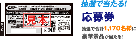 抽選で当たる!応募券 抽選で合計1,170名様に豪華景品が当たる!