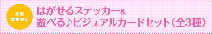 先着数量限定はがせるステッカー&遊べる♪ビジュアルカードセット（全3種）