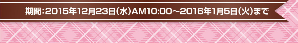 期間：2105年12月23日（水）AM10：00～2016年1月5日（火）まで