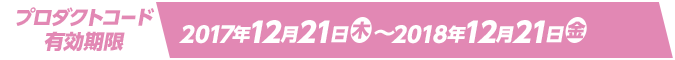 プロダクトコード有効期限 2017年12月21日(木)~2018年12月21日(金)