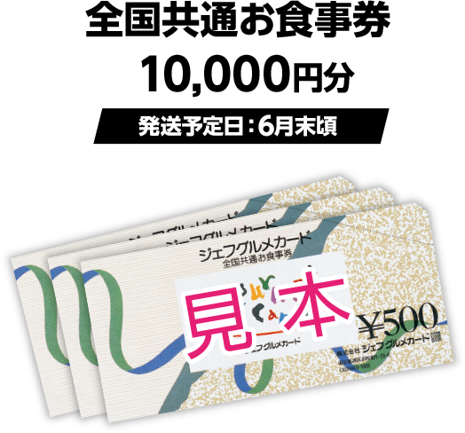 全国共通お食事券10,000円分（発送予定日：6月末頃）