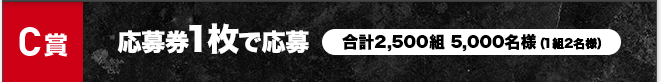 C賞 応募券1枚で応募 合計2,500組 5,000名様(1組2名様)