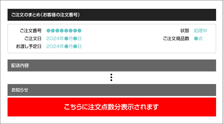 ご注文のまとめ(お客様の注文番号)