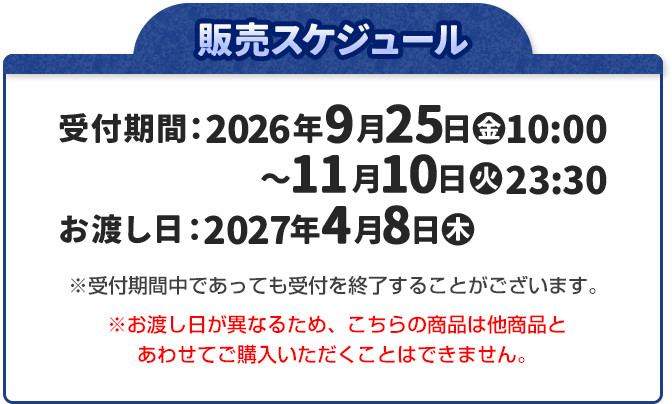 販売スケジュール