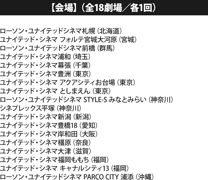【会場】（全18劇場／各1回）