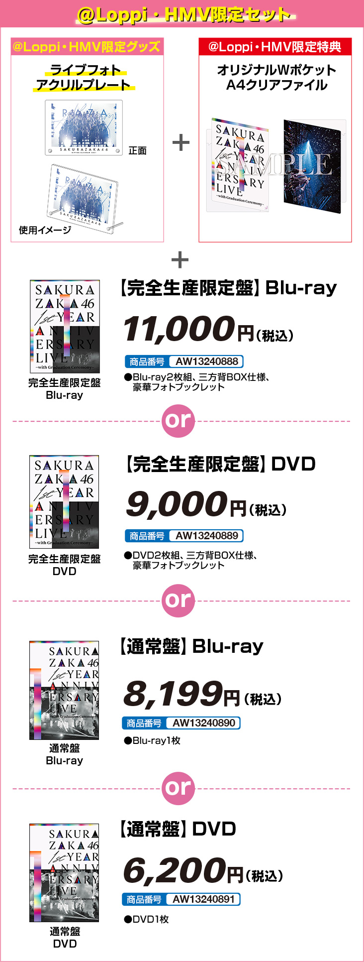 櫻坂46 『1st YEAR ANNIVERSARY LIVE ～ with Graduation Ceremony ～』Blu-ray＆DVD @Loppi・HMV限定セット