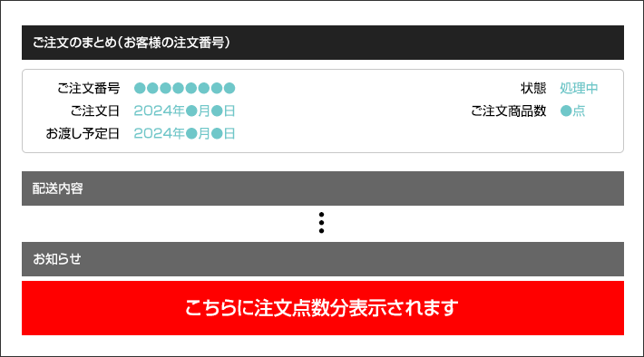 ご注文のまとめ(お客様の注文番号)