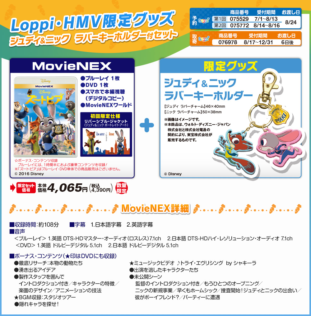 Loppi・HMV限定グッズ ジュディ＆ニック  ラバーキーホルダー付セット