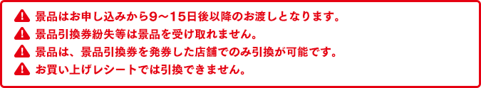 お買い上げレシートでは引換できません。