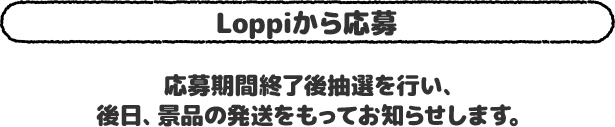 Loppiから応募 応募期間終了後抽選を行い、後日、景品の発送をもってお知らせします。