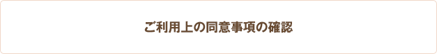 ご利用上の同意事項の確認