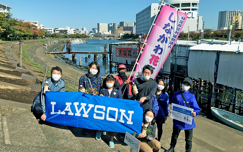 しながわ花街道(勝島運河)菜の花の種まき
