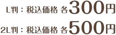 L判:税込価格 各300円 2L判:税込価格 各500円