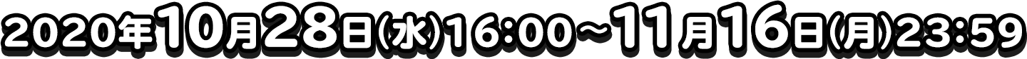 2020年10月28日(水)16:00〜11月16日(月)23:59