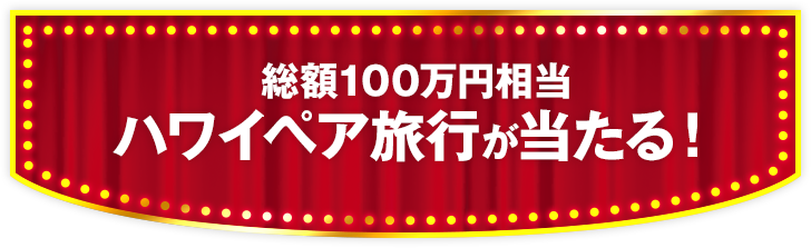 総額100万円相当 ハワイペア旅行が当たる！