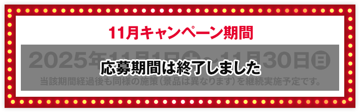 11月キャンペーン期間 応募期間は終了しました