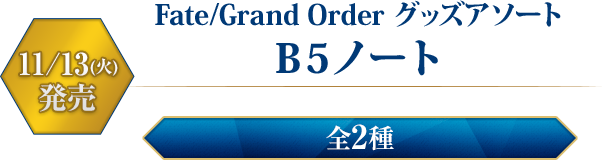 Fate/Grand Order B5ノート　11/13(火)発売　全2種