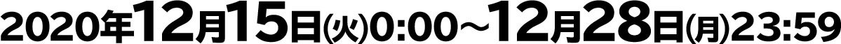 2020年12月15日(火)0:00〜12月28日(月)23:59