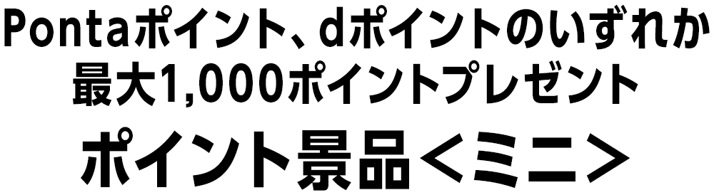 Pontaポイント、dポイントのいずれか 最大1,000ポイントプレゼント ポイント景品＜ミニ＞