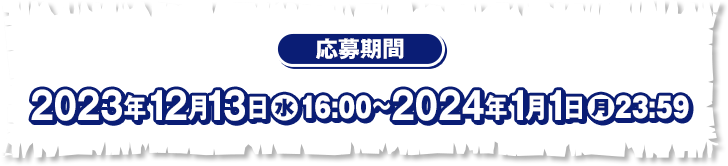 応募期間 2023年12月13日(水)16:00〜2024年1月1日(月)23:59