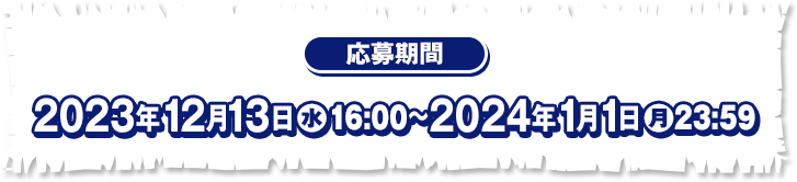 応募期間 2023年12月13日(水)16:00〜2024年1月1日(月)23:59