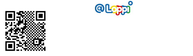 ① こちらの@Loppi専用コードを図のようにLoppi読み取り機にあてると掲載商品がすべて表示されます！ ※予約開始前には商品は表示されません。