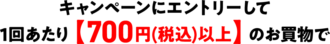 キャンペーンにエントリーして1回あたり【700円(税込)以上】のお買物で