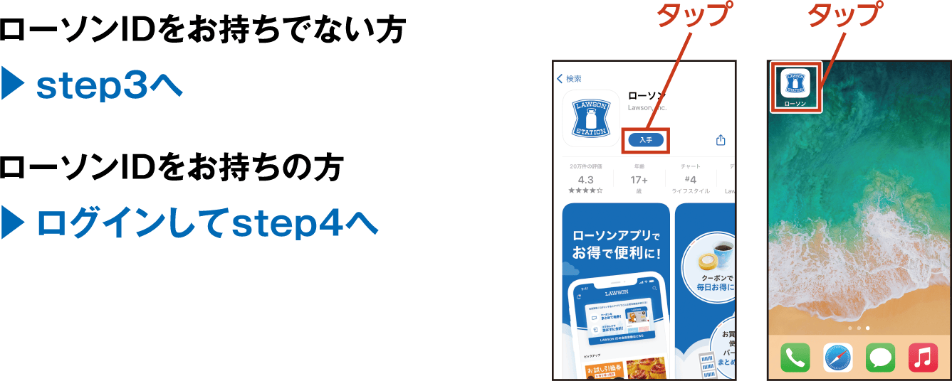 ローソンIDをお持ちでない方▶Step.3へ ローソンIDをお持ちの方▶ログインしてStep.4へ 