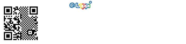 こちらの@Loppi専用コードを図のように@Loppi読み取り機にあてると掲載商品がすべて表示されます！ ※予約開始前には商品は表示されません。