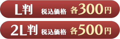 L判 税込価格 各300円 2L判 税込価格 各500円