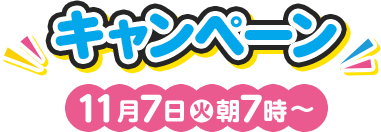 キャンペーン 11月7日(火)朝7時〜