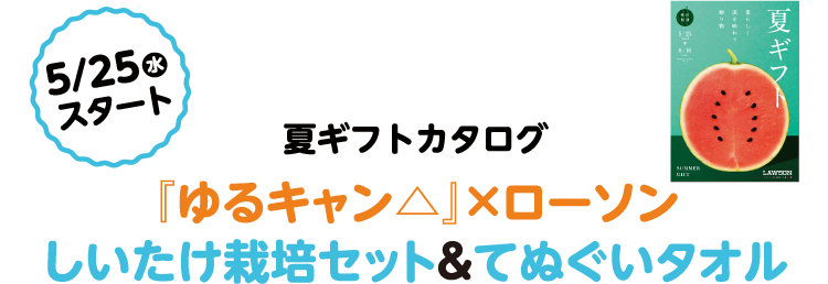 夏ギフトカタログ『ゆるキャン△』×ローソン しいたけ栽培セット&てぬぐいタオル