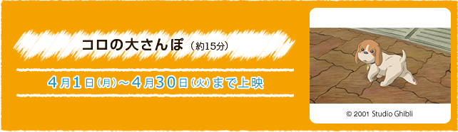 コロの大さんぽ（約15分） 4月1日(月)〜4月30日(火)まで上映