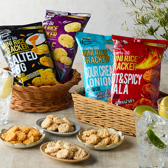 ミニライスクラッカー トリュフ/サワークリーム&オニオン/ソルトエッグ/スパイシーマーラー
