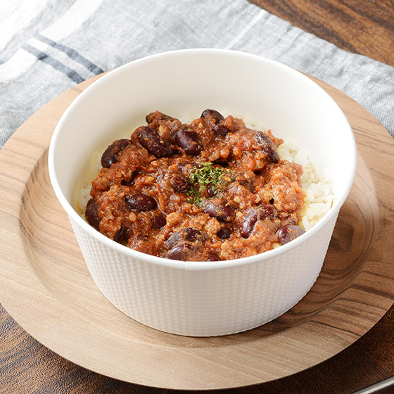 チリコンカンライス(もち麦入りご飯)