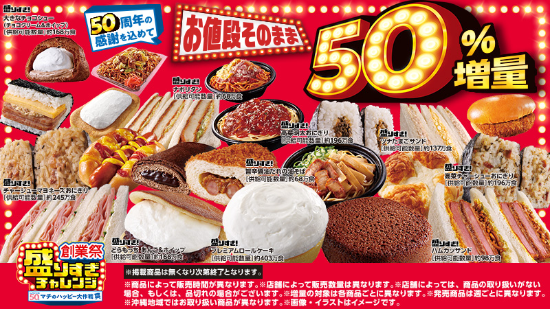ローソン　50%増量「盛りすぎチャレンジ」！　別ページに移動します