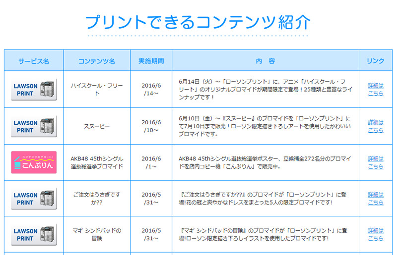 コンテンツプリント一覧