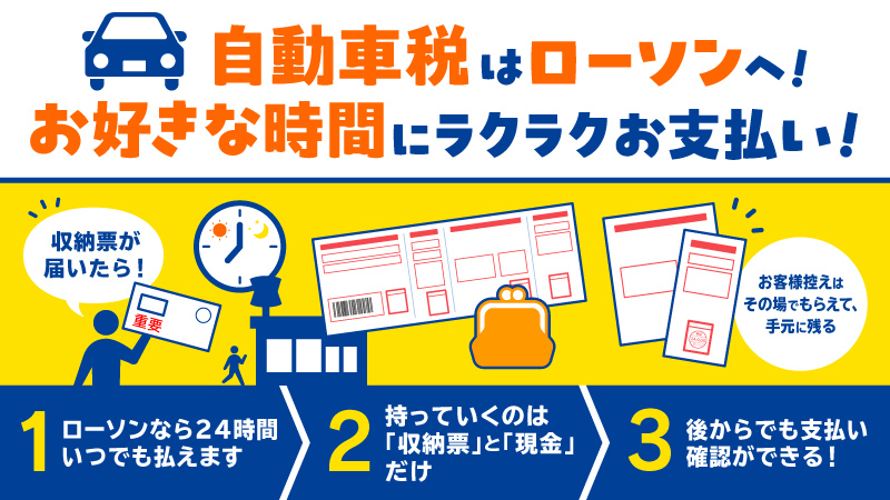 自動車税はローソンへ！お好きな時間にラクラクお支払い！